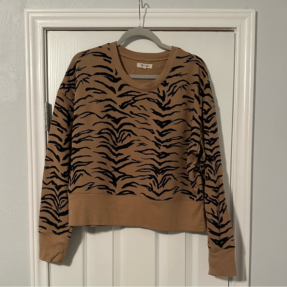 Madewell Tiger Print Tan and Black Women's Top